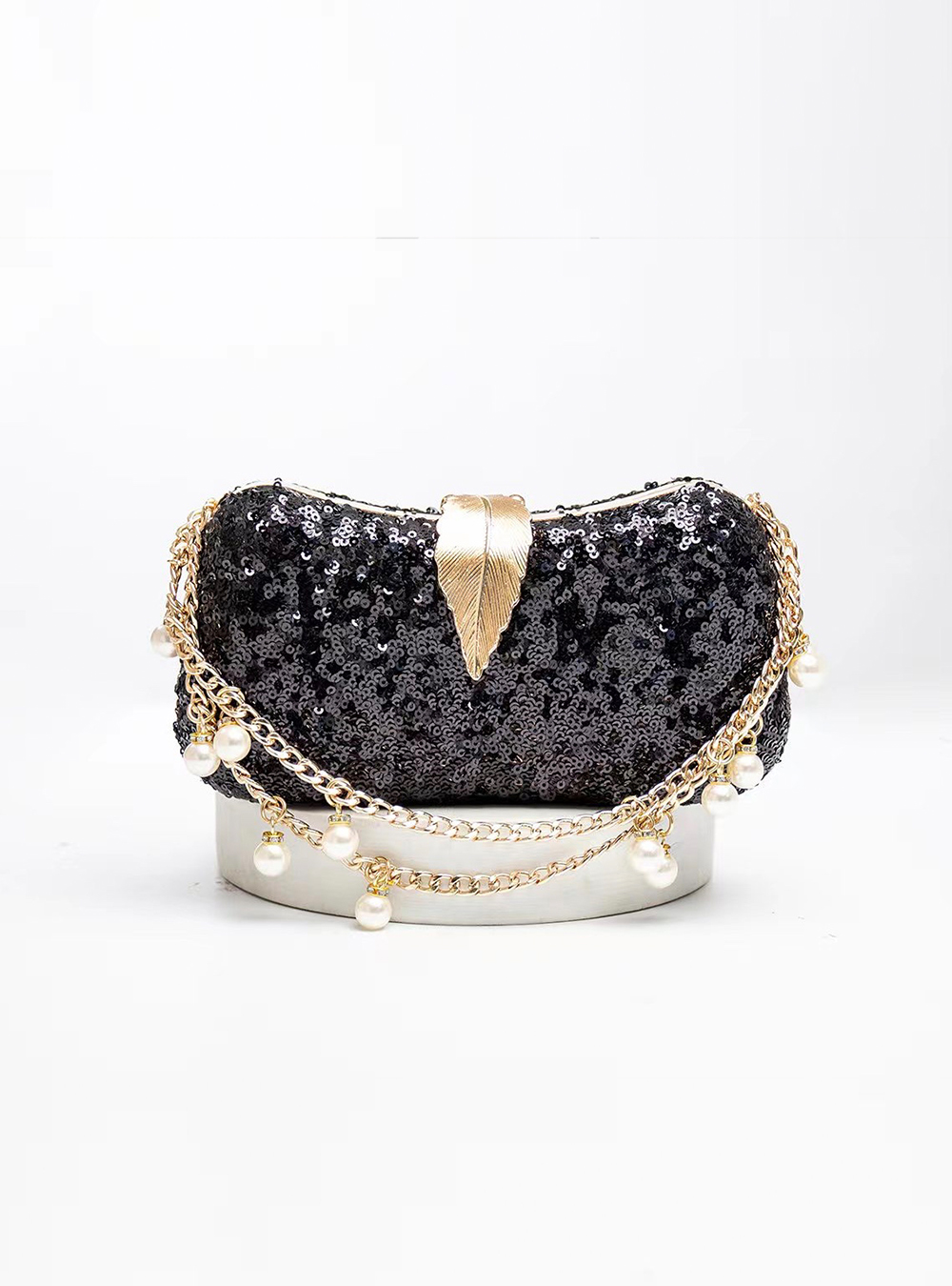 Elegant Handbag Sparkling Beads(Black)