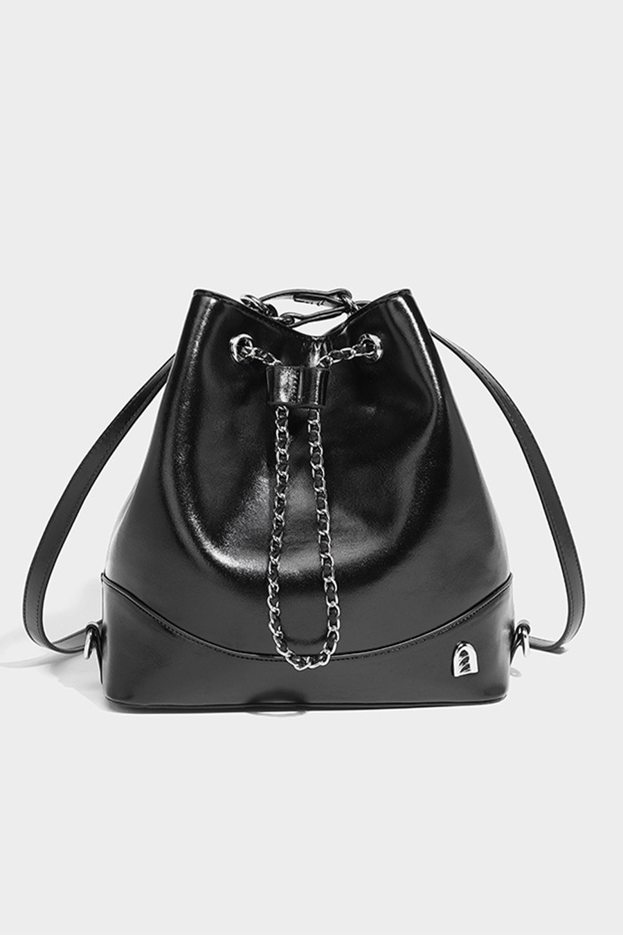 black leather bag