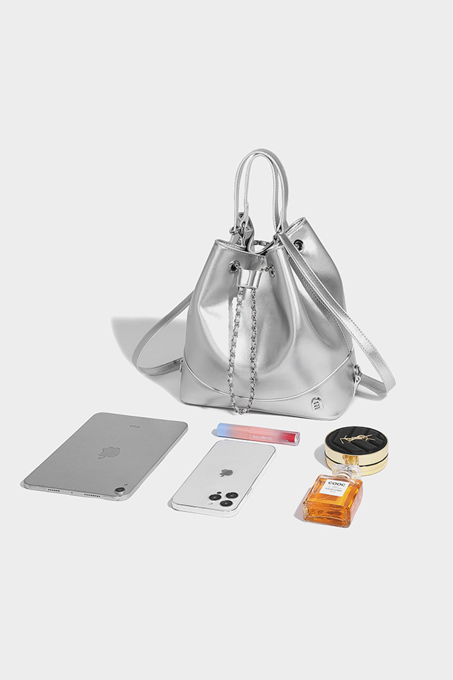 Shine silver leather bag