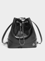 Leather bag (shiny silver - black) - Image 5