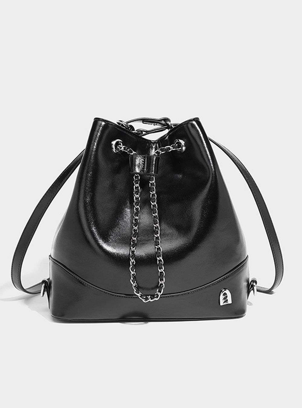5 Leather bag (shiny silver - black) - Image 5