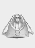 Leather bag (shiny silver - black) - Image 2