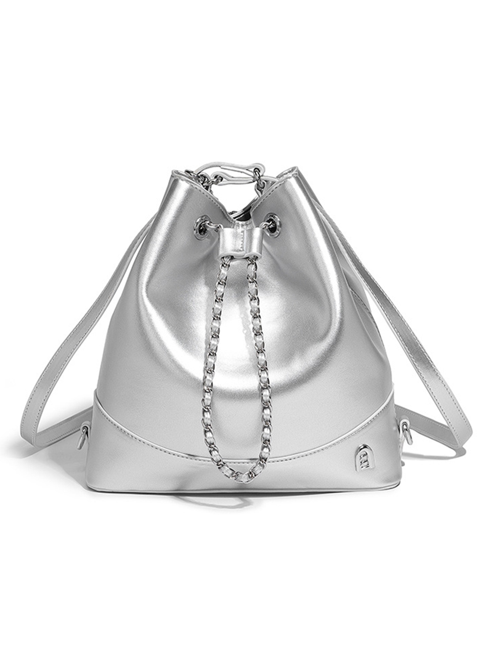 7 Leather bag (shiny silver - black) - Image 3