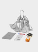 Leather bag (shiny silver - black) - Image 4