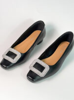 Shiny Leather Sneakers (Black-Silver)