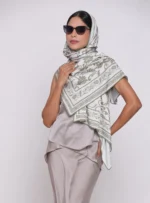 white patterned scarf