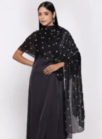 Black patterned scarf - Image 2