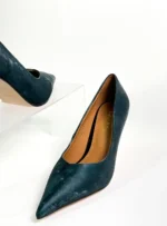 Blue high heel shoes with crystal details at the back - Image 3
