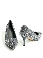 أحذية  لامعة ( فضية -سوداء) - الصورة 5