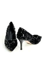 أحذية  لامعة ( فضية -سوداء) - الصورة 3