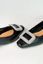 Shiny Leather Sneakers (Black-Silver) - Image 3