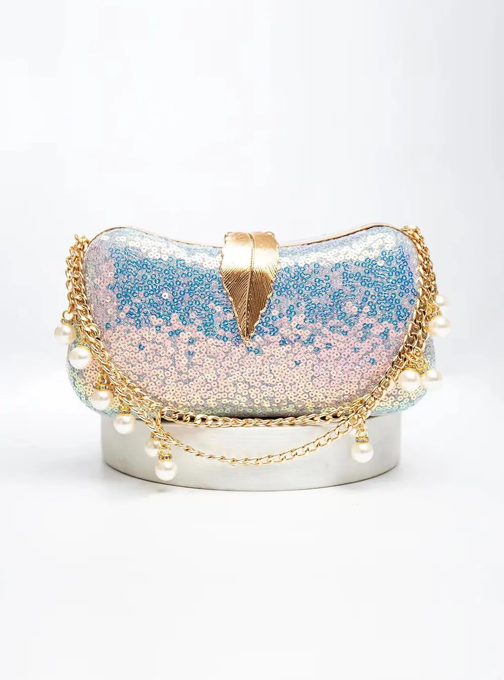 شنطة 1 Elegant handbag studded with shiny beads - Image 1