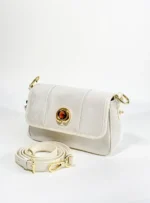 حقيبة يد من الجلد الطبيعي باللون الأبيض - الصورة 2