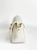 حقيبة يد من الجلد الطبيعي باللون الأبيض - الصورة 3