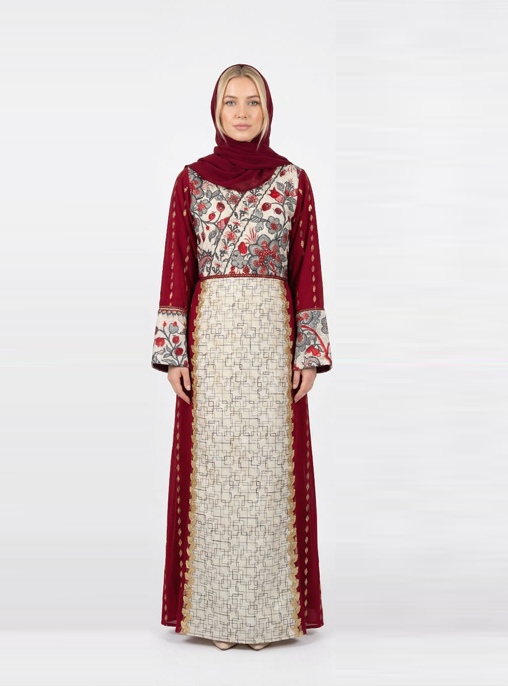 19 Red Garden Kaftan - الصورة 1
